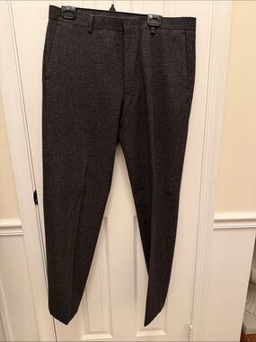 J.Crew Factory Men’s Thompson Suit Pants Wool Blend Lined Slim Black Houndstooth